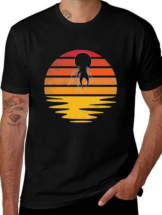 Sunset Octopus Graphic T-Shirt