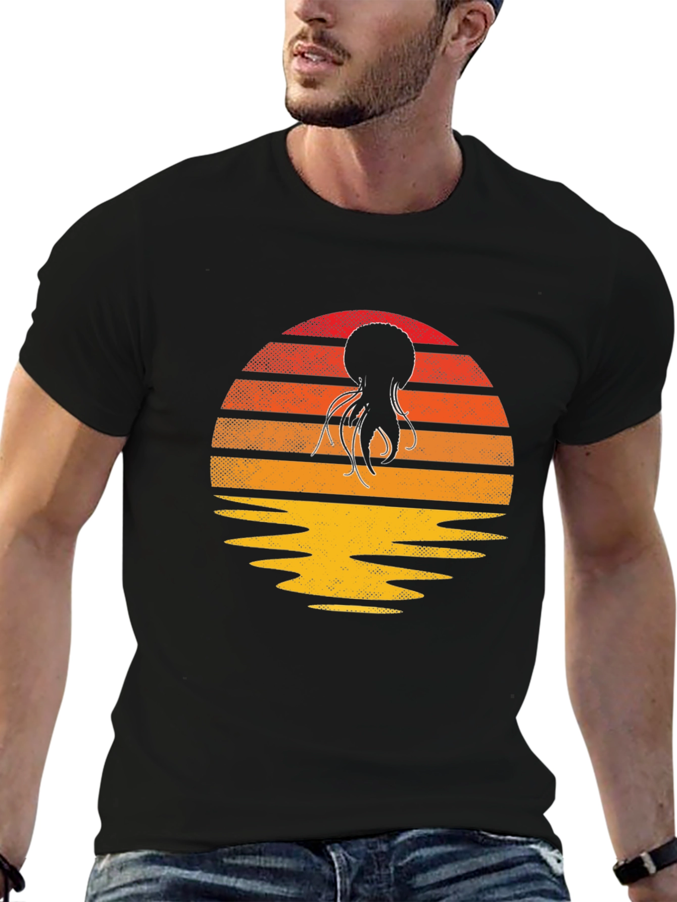 Sunset Octopus Graphic T-Shirt