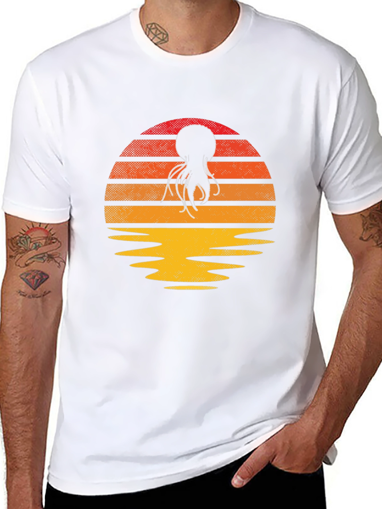 Sunset Octopus Graphic T-Shirt
