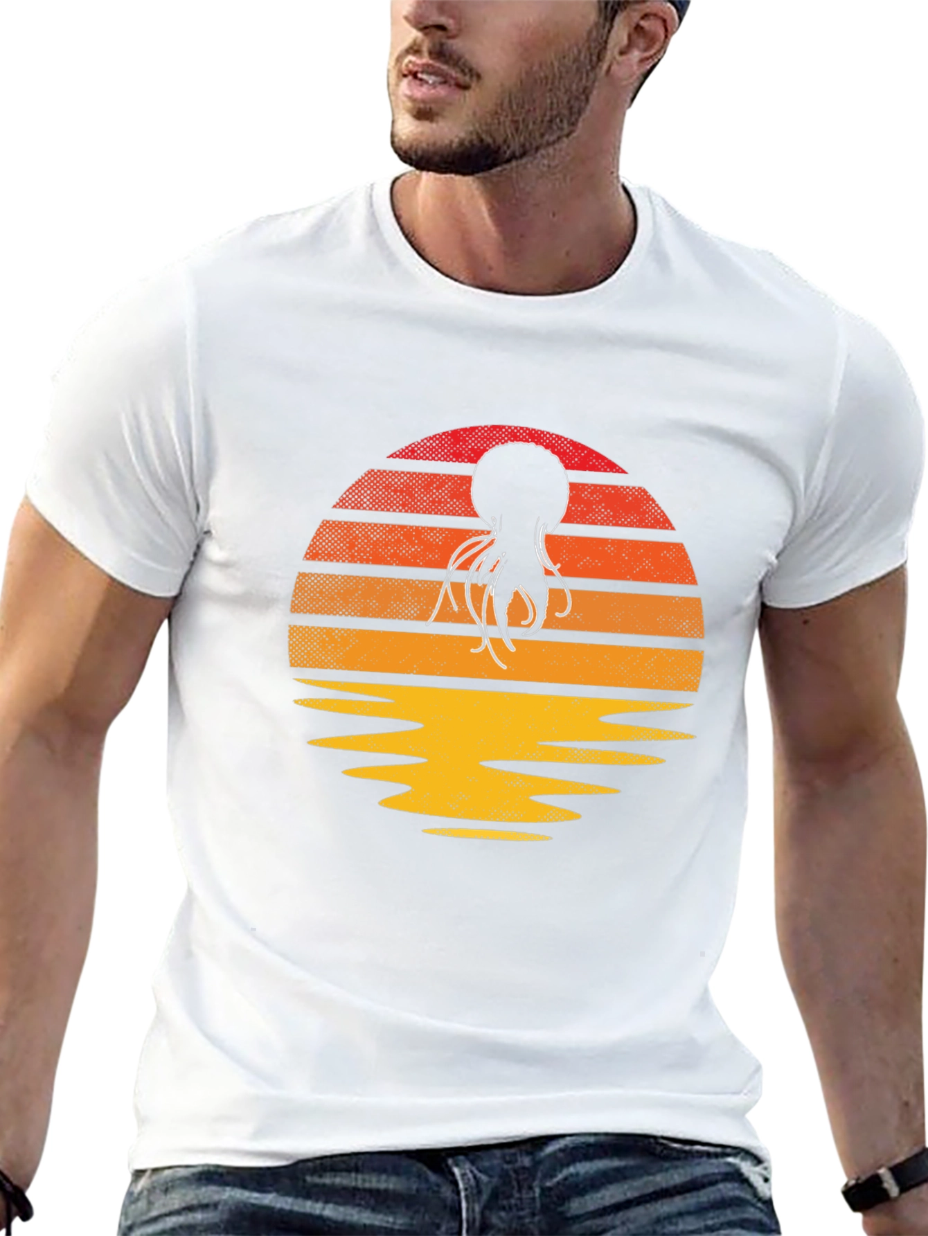 Sunset Octopus Graphic T-Shirt