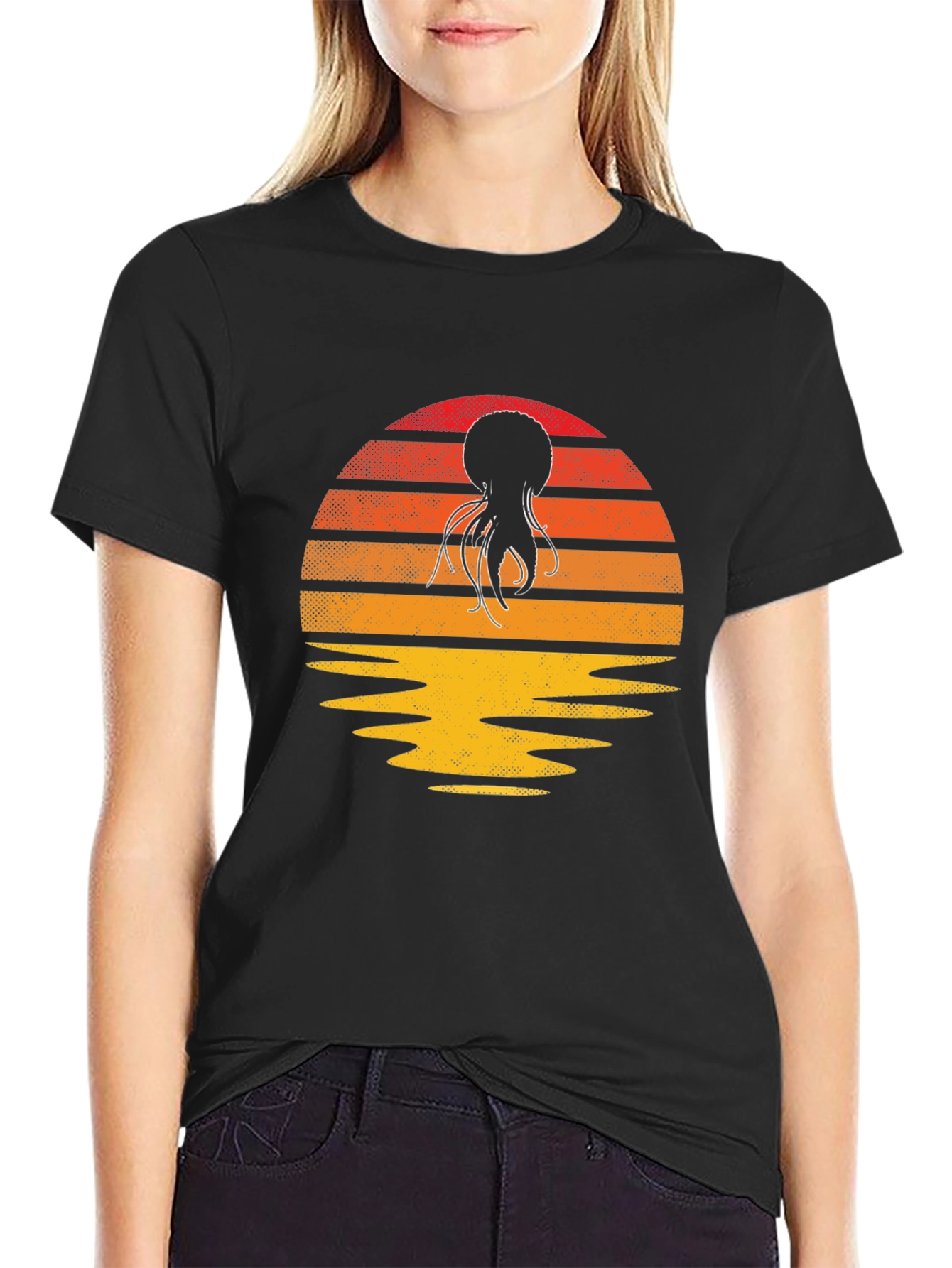 Sunset Octopus Graphic T-Shirt