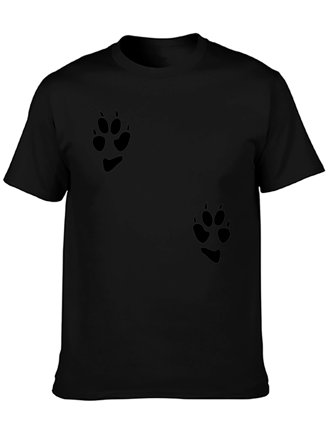 Black T-Shirt with Paw Print Design