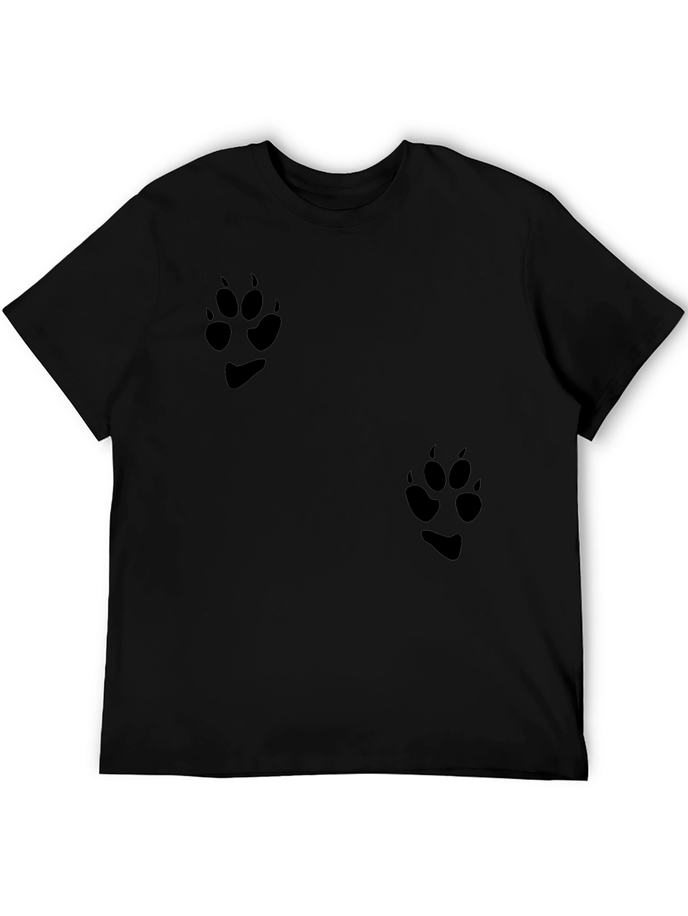 Black T-Shirt with Paw Print Design