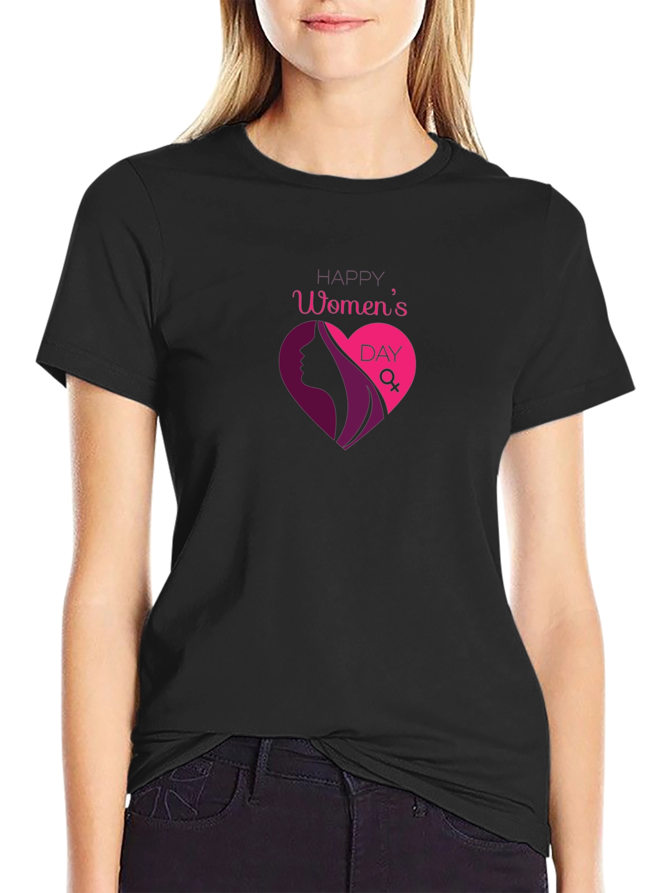Womens Day Graphic T-Shirt - Black Cotton Tee