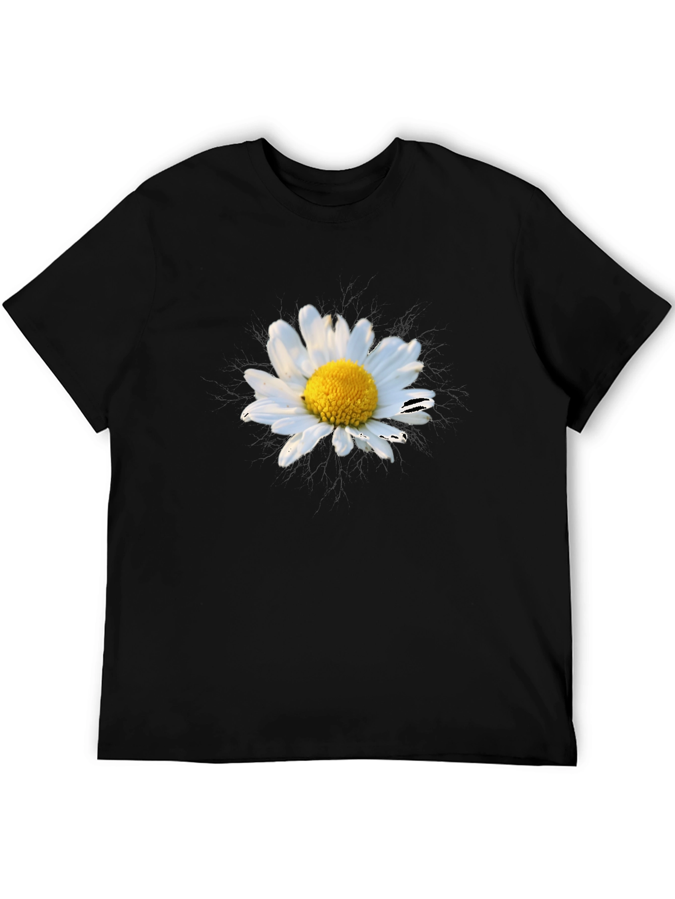 Daisy Graphic Tee - Black Cotton Blend Shirt