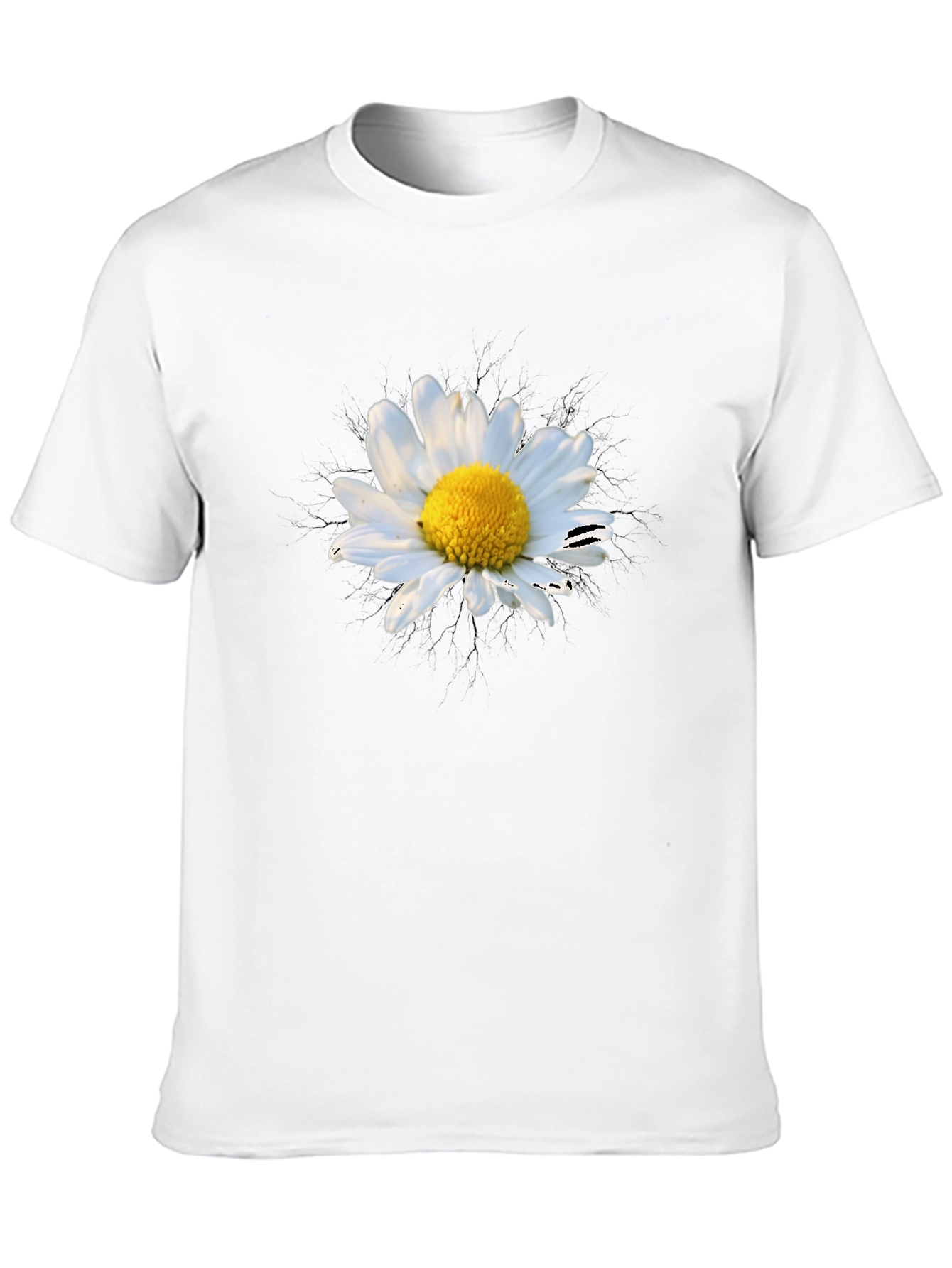 Daisy Graphic Tee - Black Cotton Blend Shirt
