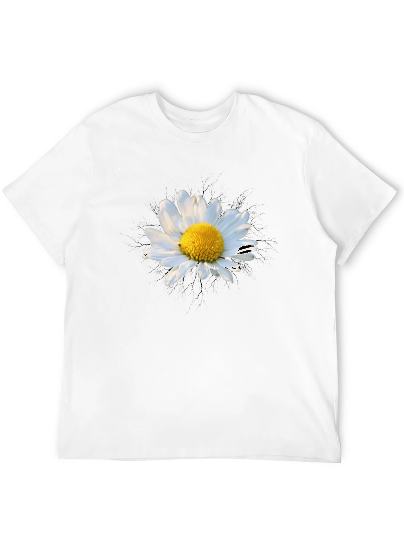 Daisy Graphic Tee - Black Cotton Blend Shirt