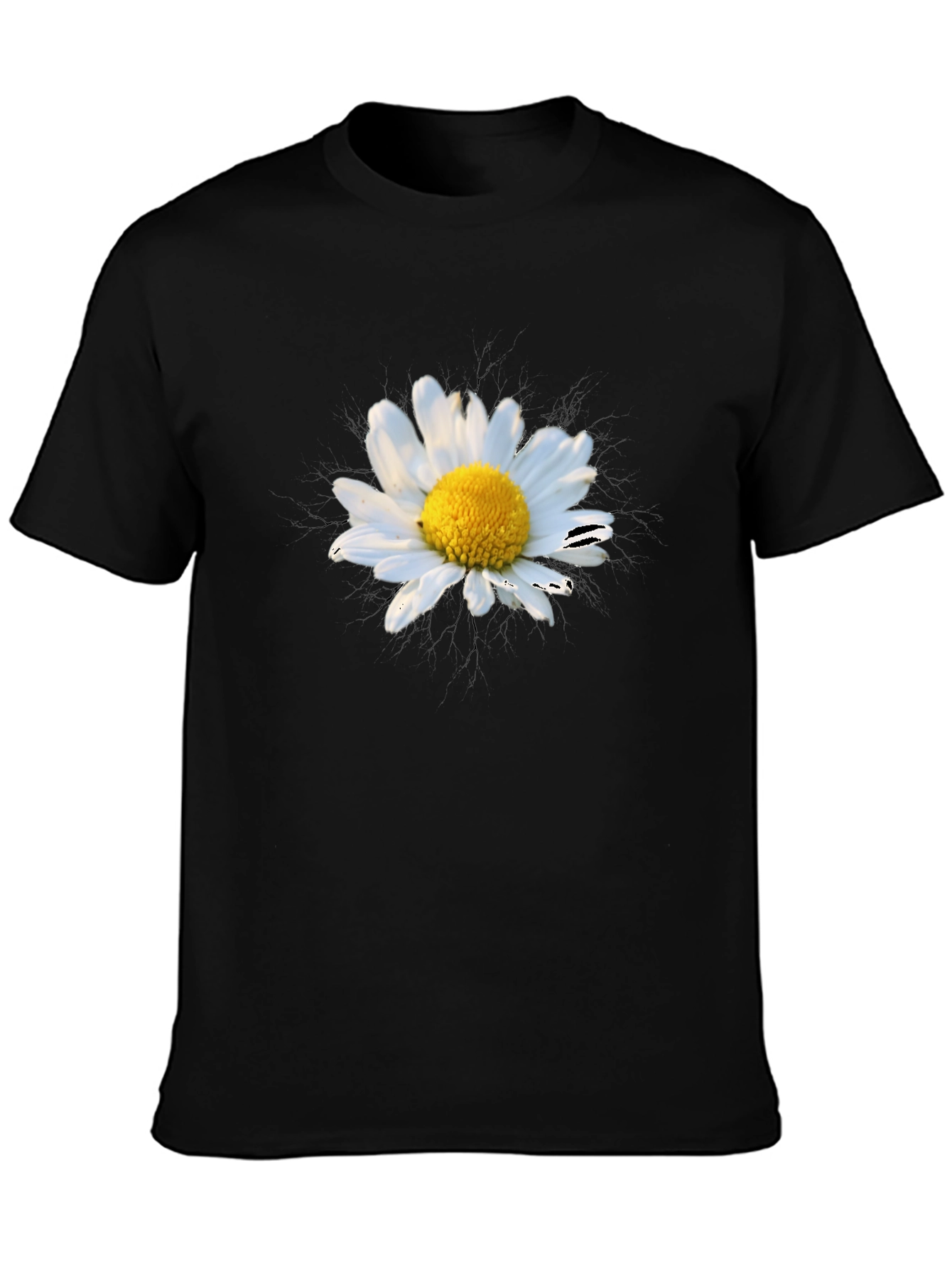 Daisy Graphic Tee - Black Cotton Blend Shirt