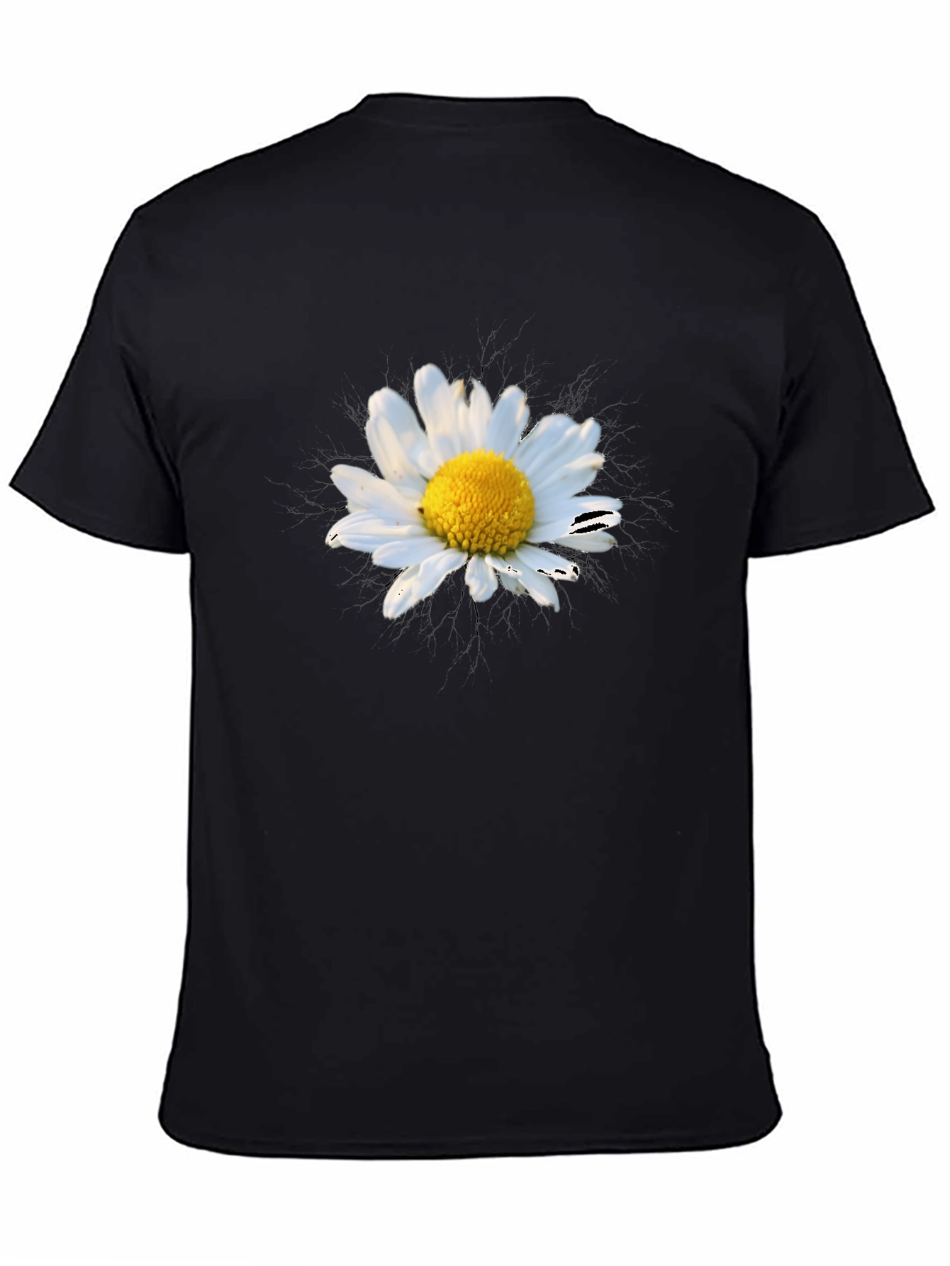 Daisy Graphic Tee - Black Cotton Blend Shirt
