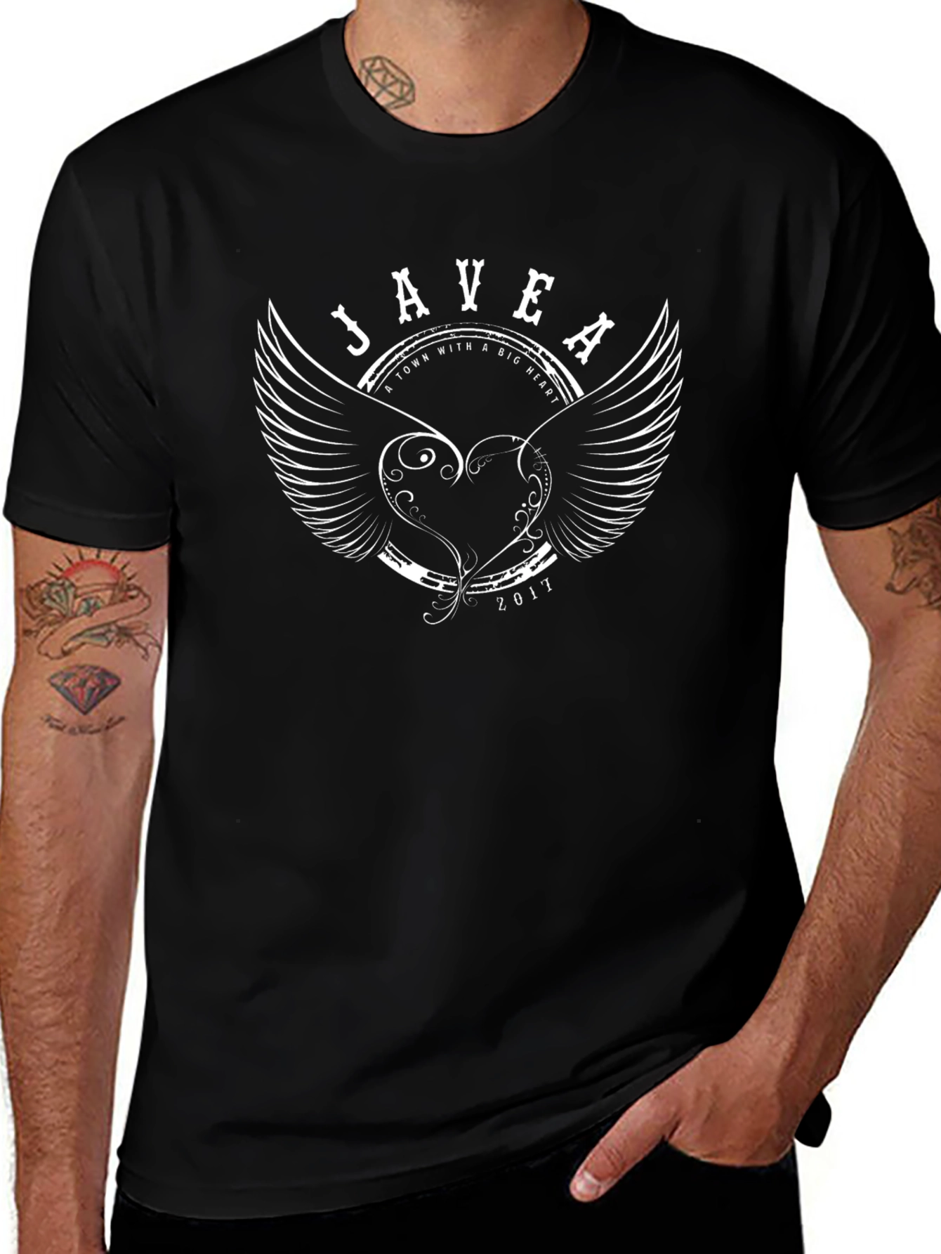 JaVEA Heart Wings Graphic T-Shirt - Black