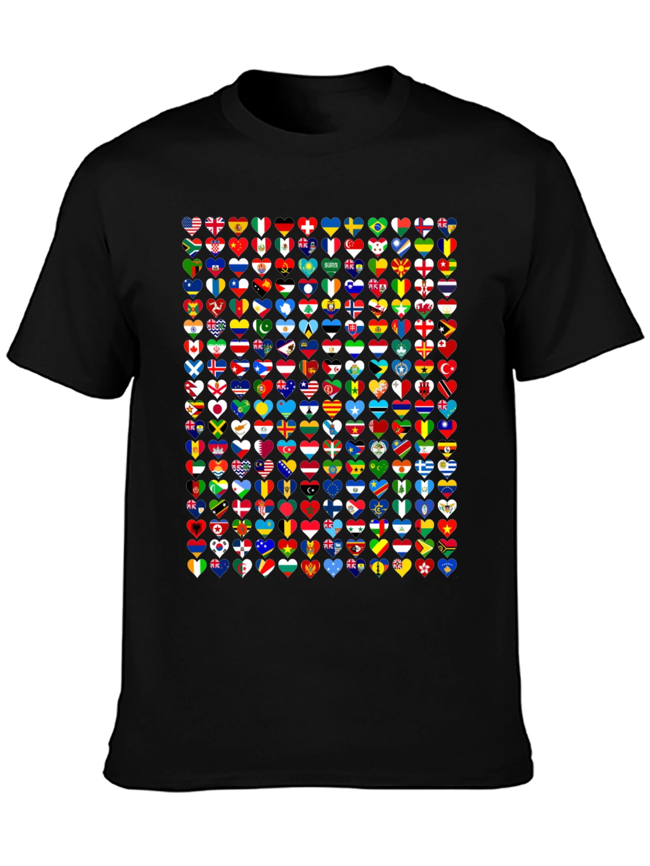 World Flags Heart Graphic Tee - Black