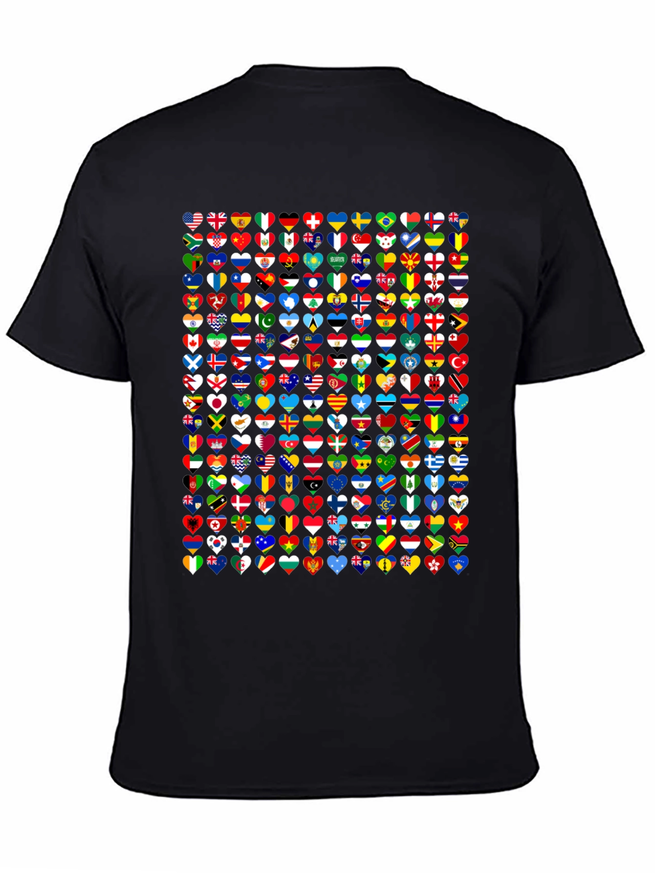 World Flags Heart Graphic Tee - Black