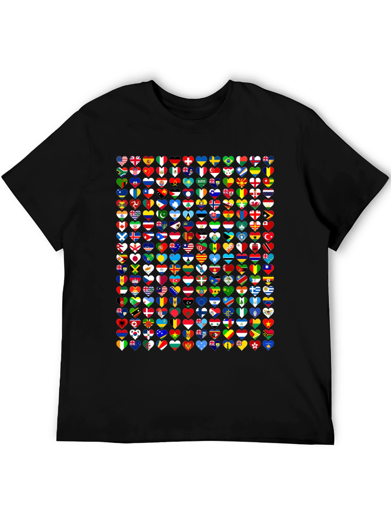 World Flags Heart Graphic Tee - Black