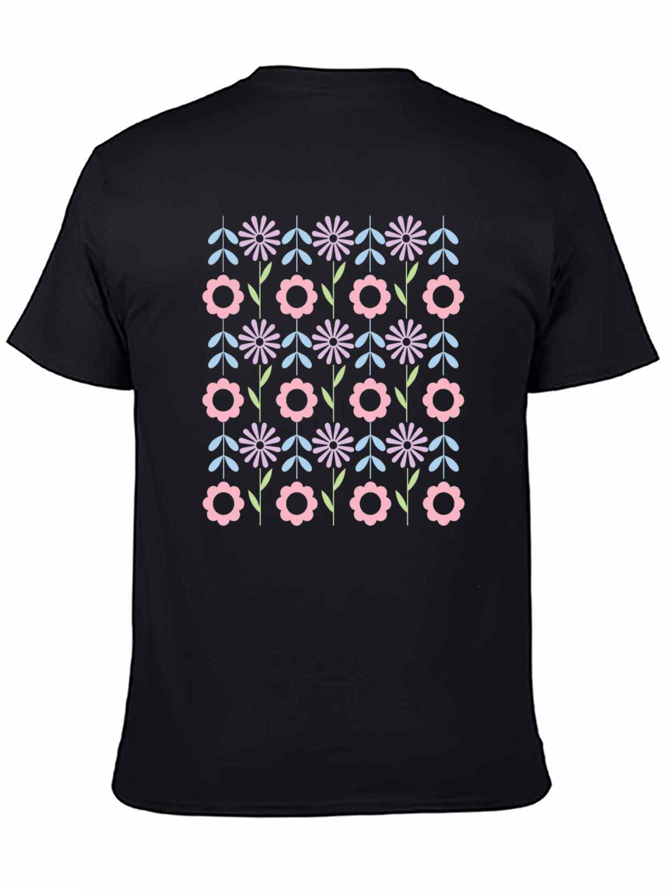 Retro Floral Black T-Shirt - Funky Flower Power