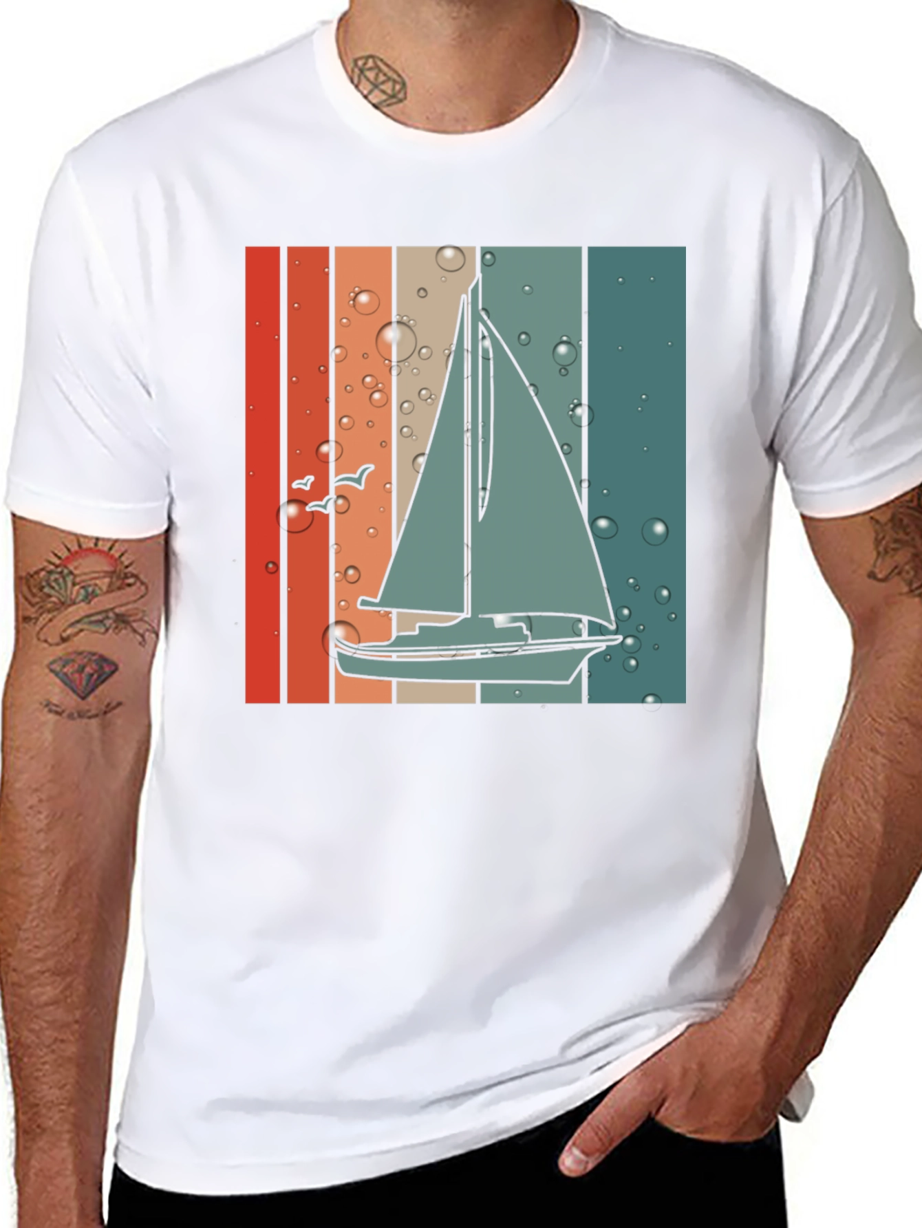 Retro Sailboat Graphic Tee - Coastal Vibes