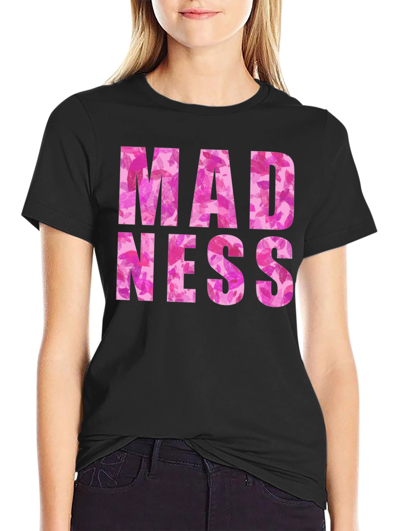 Madness Floral Print Black Graphic Tee
