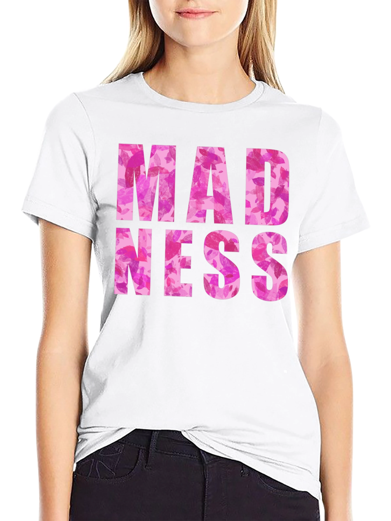 Madness Floral Print Black Graphic Tee