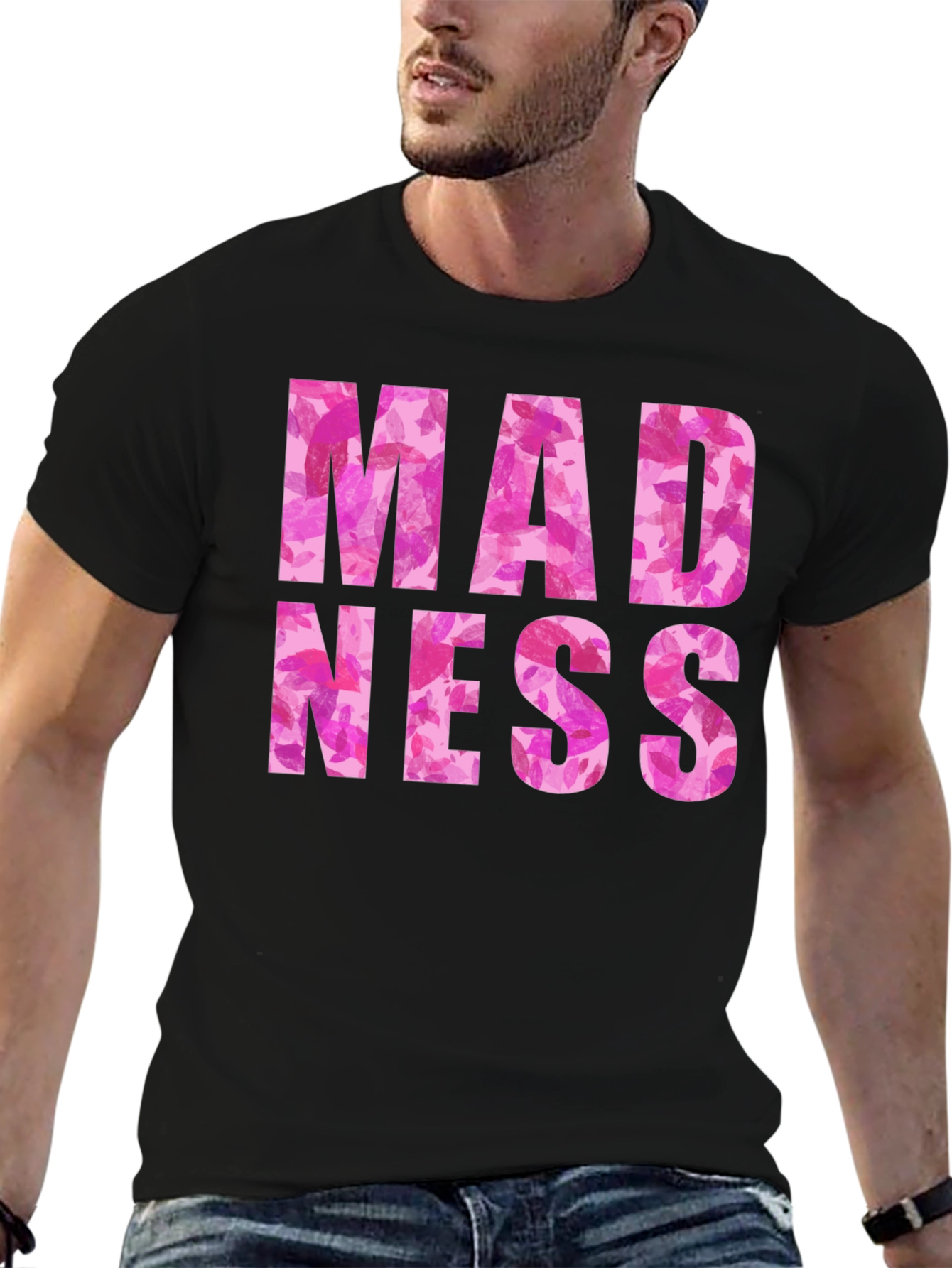 Madness Floral Print Black Graphic Tee