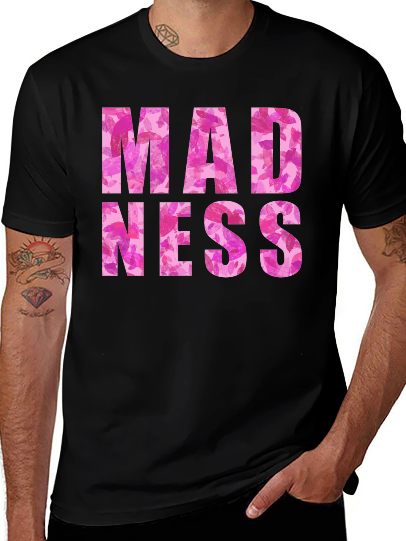 Madness Floral Print Black Graphic Tee