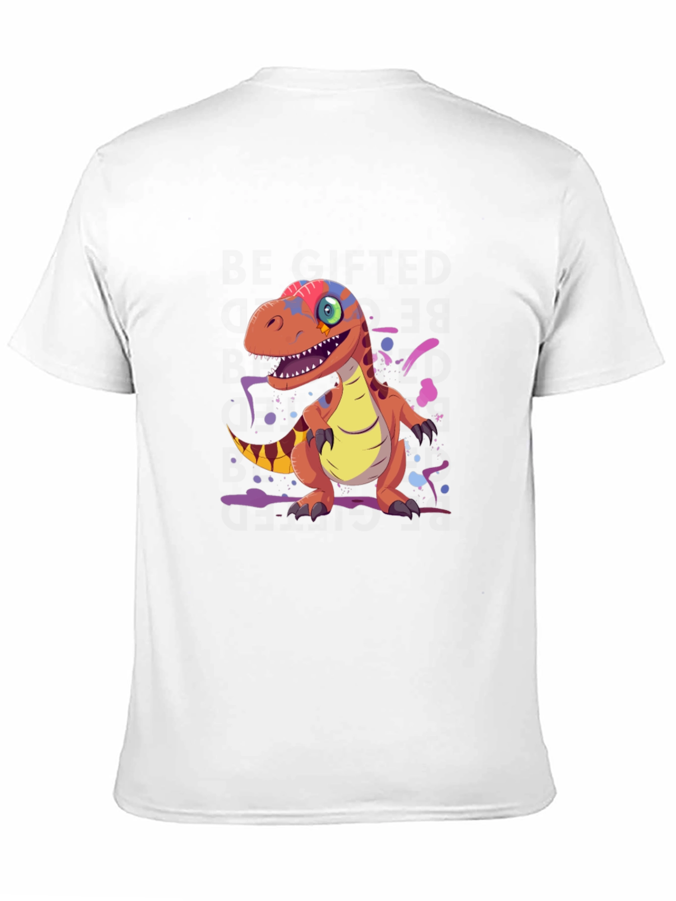 Cartoon Dinosaur Graphic Tee - Black
