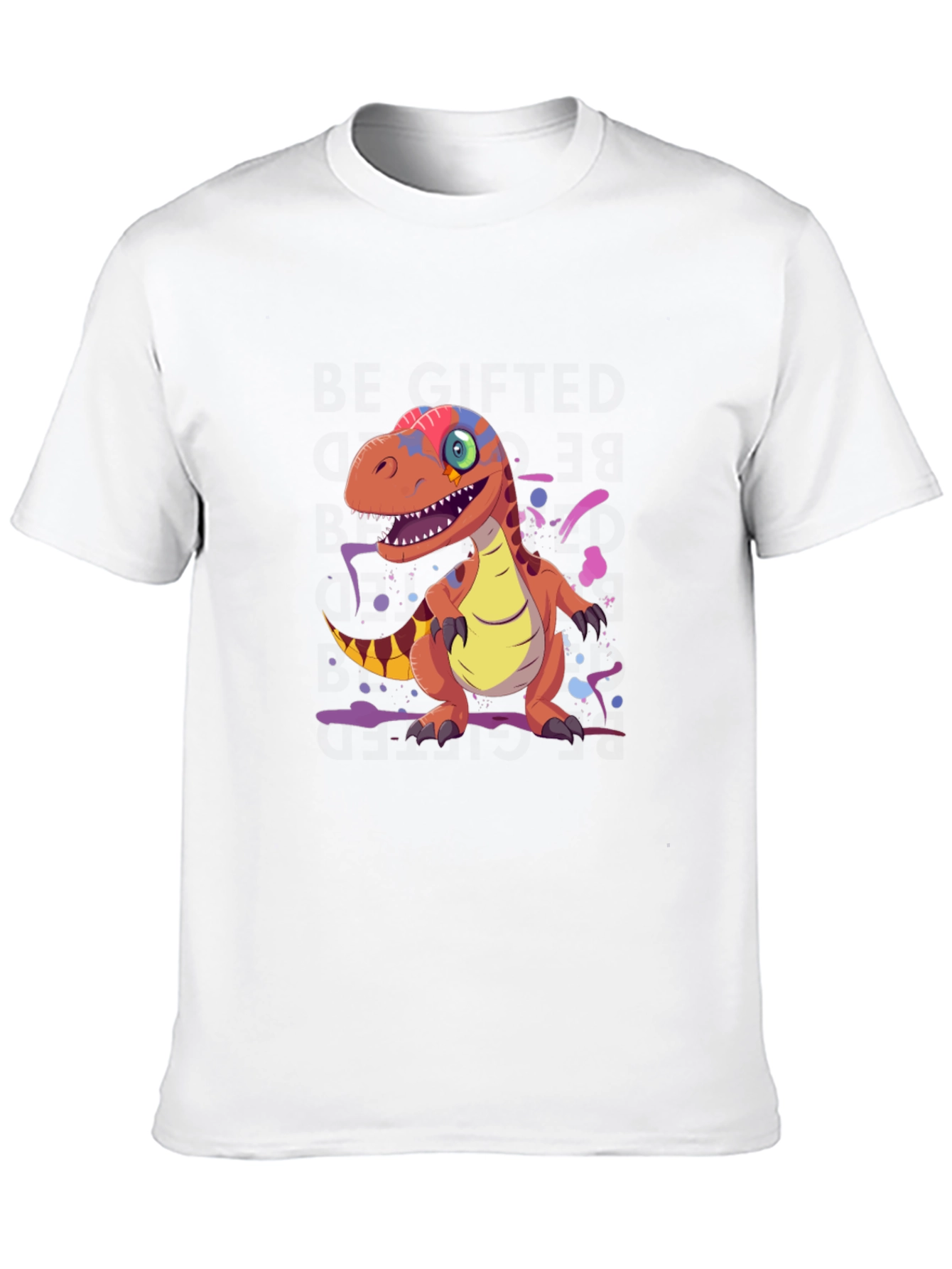 Cartoon Dinosaur Graphic Tee - Black