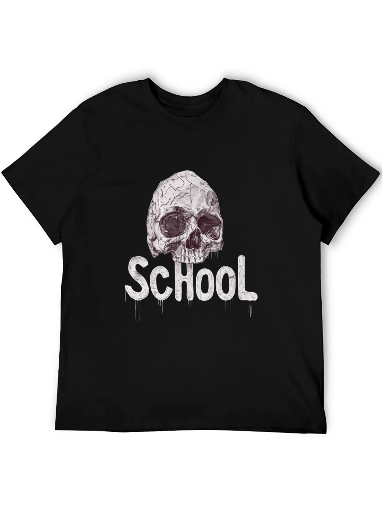 Skull School Graphic Tee - Black Cotton T-Shirt