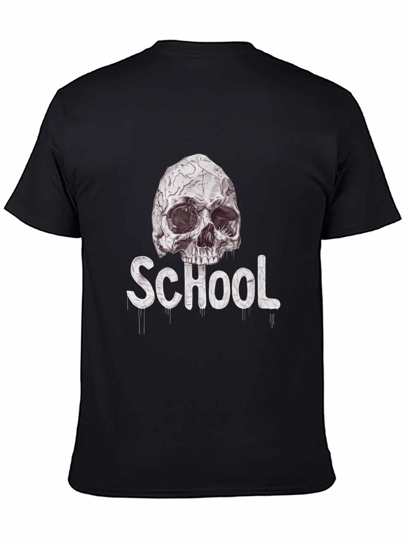 Skull School Graphic Tee - Black Cotton T-Shirt