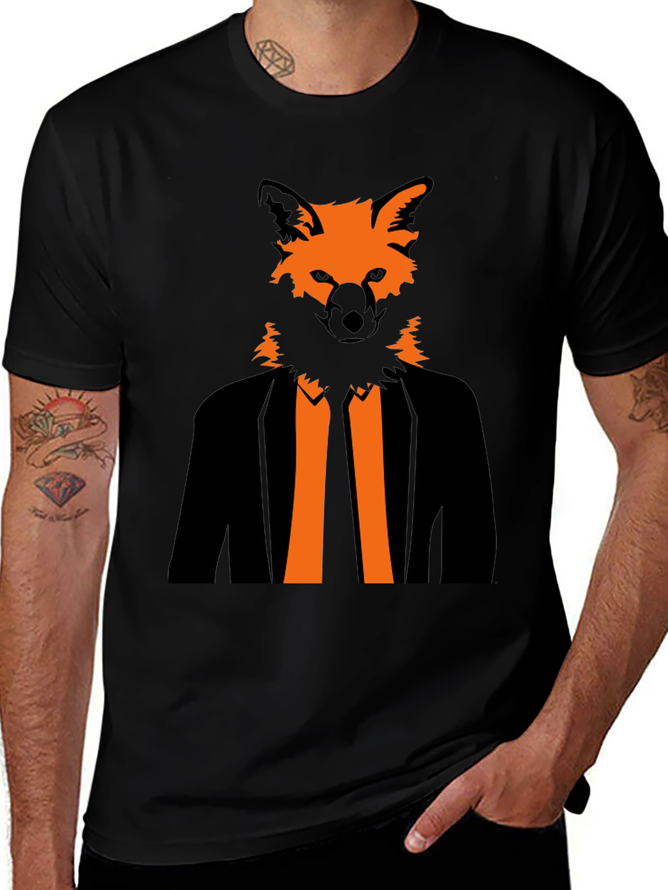 Fox Head Suit Graphic Tee - Stylish & Unique
