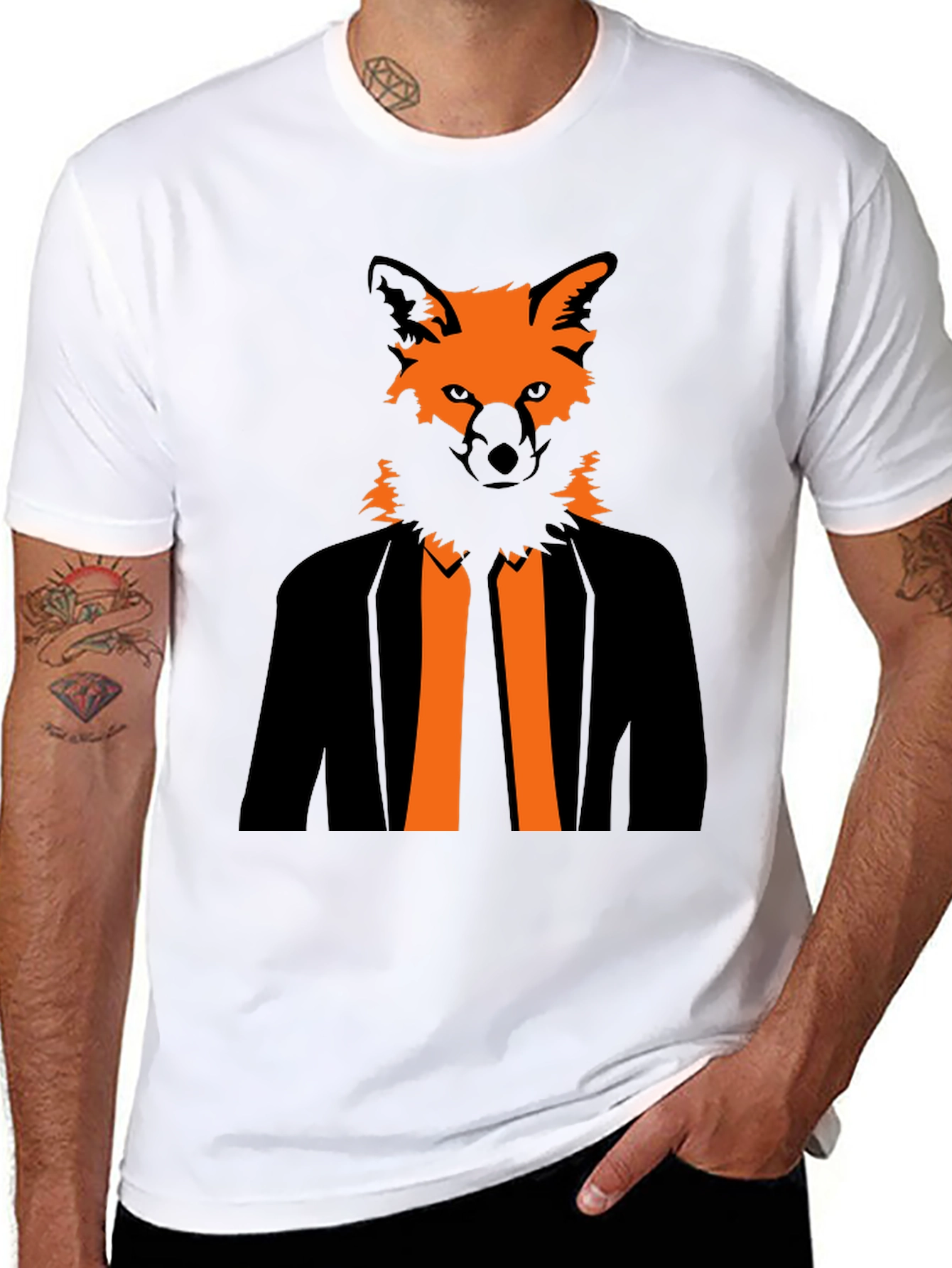 Fox Head Suit Graphic Tee - Stylish & Unique
