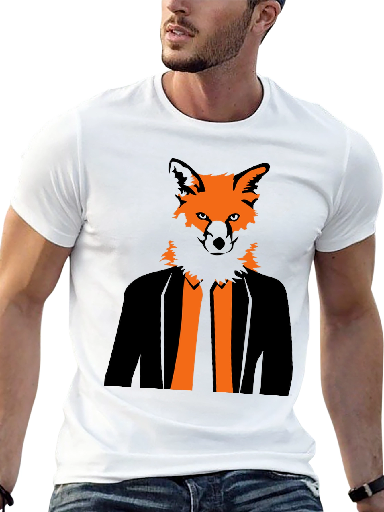 Fox Head Suit Graphic Tee - Stylish & Unique