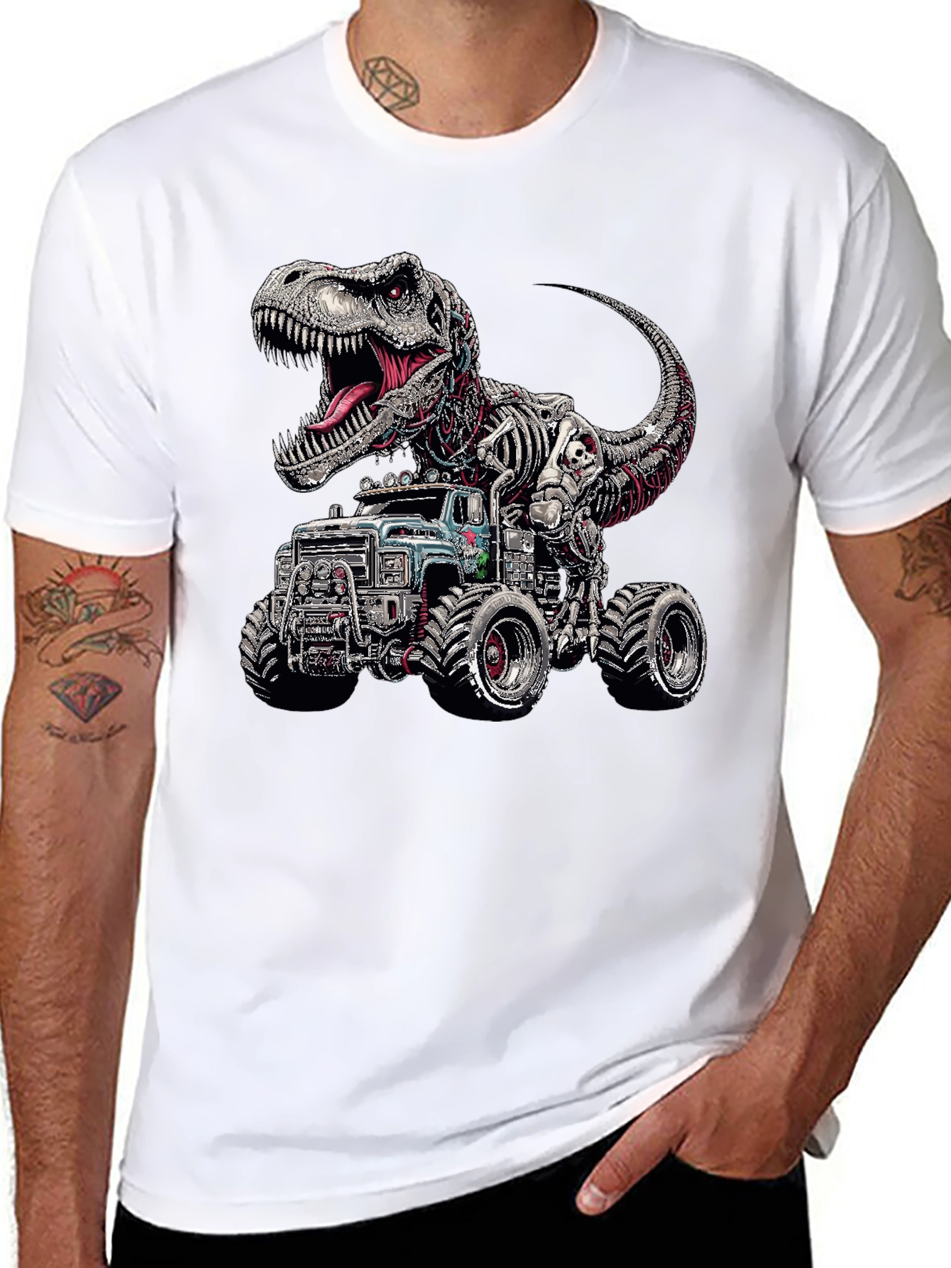 Dinosaur Monster Truck Graphic T-Shirt
