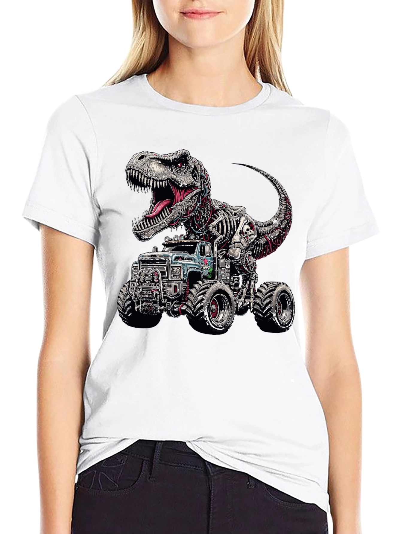 Dinosaur Monster Truck Graphic T-Shirt