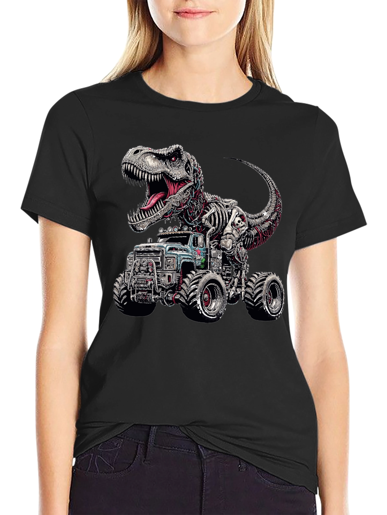 Dinosaur Monster Truck Graphic T-Shirt