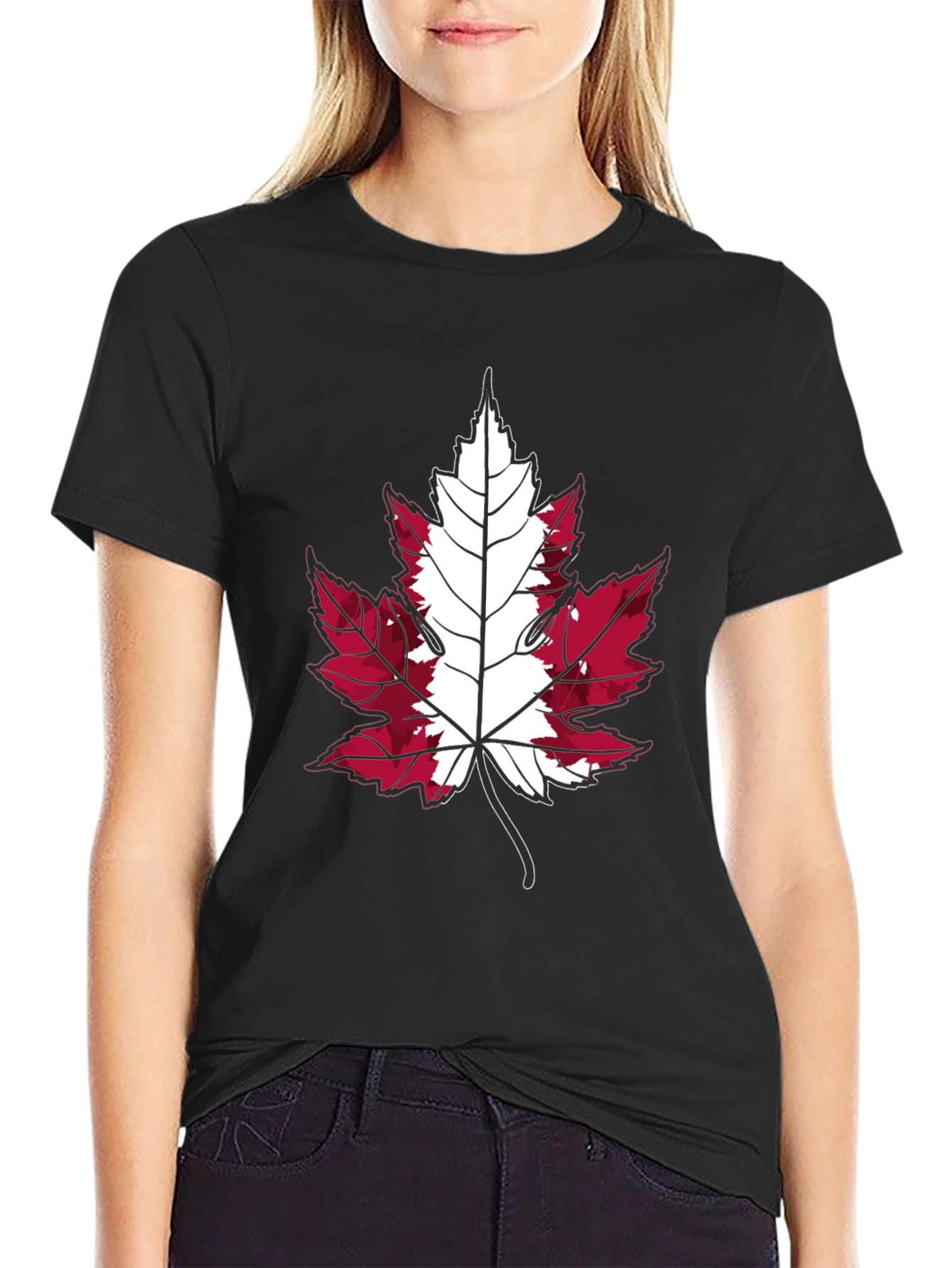 Canada Flag Maple Leaf T-Shirt - Black