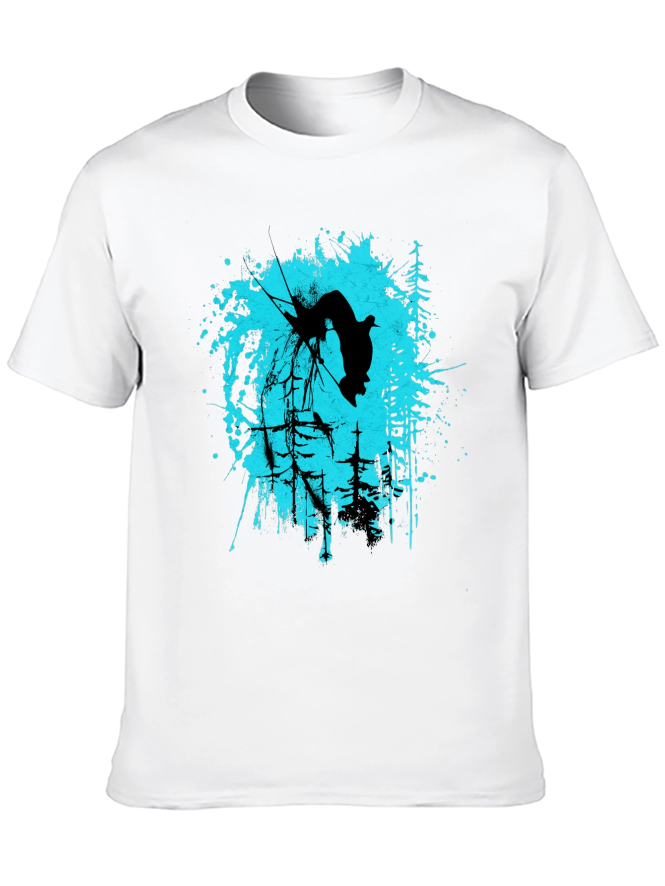 Black T-Shirt with Skier Graphic Design