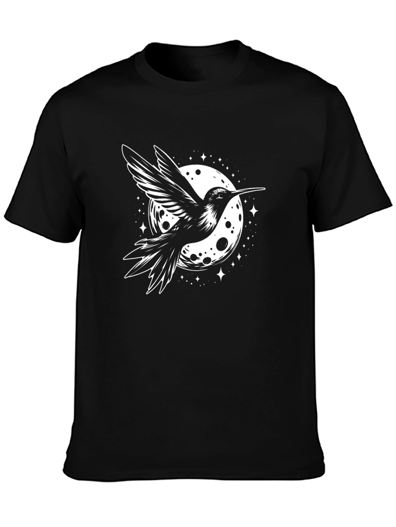 Hummingbird Moon Graphic Black T-Shirt