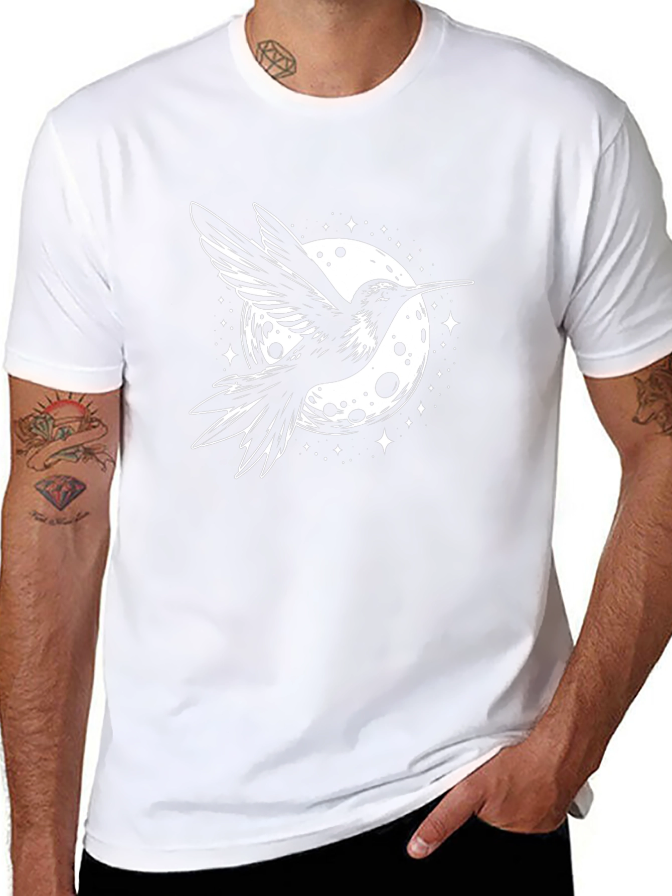 Hummingbird Moon Graphic Black T-Shirt