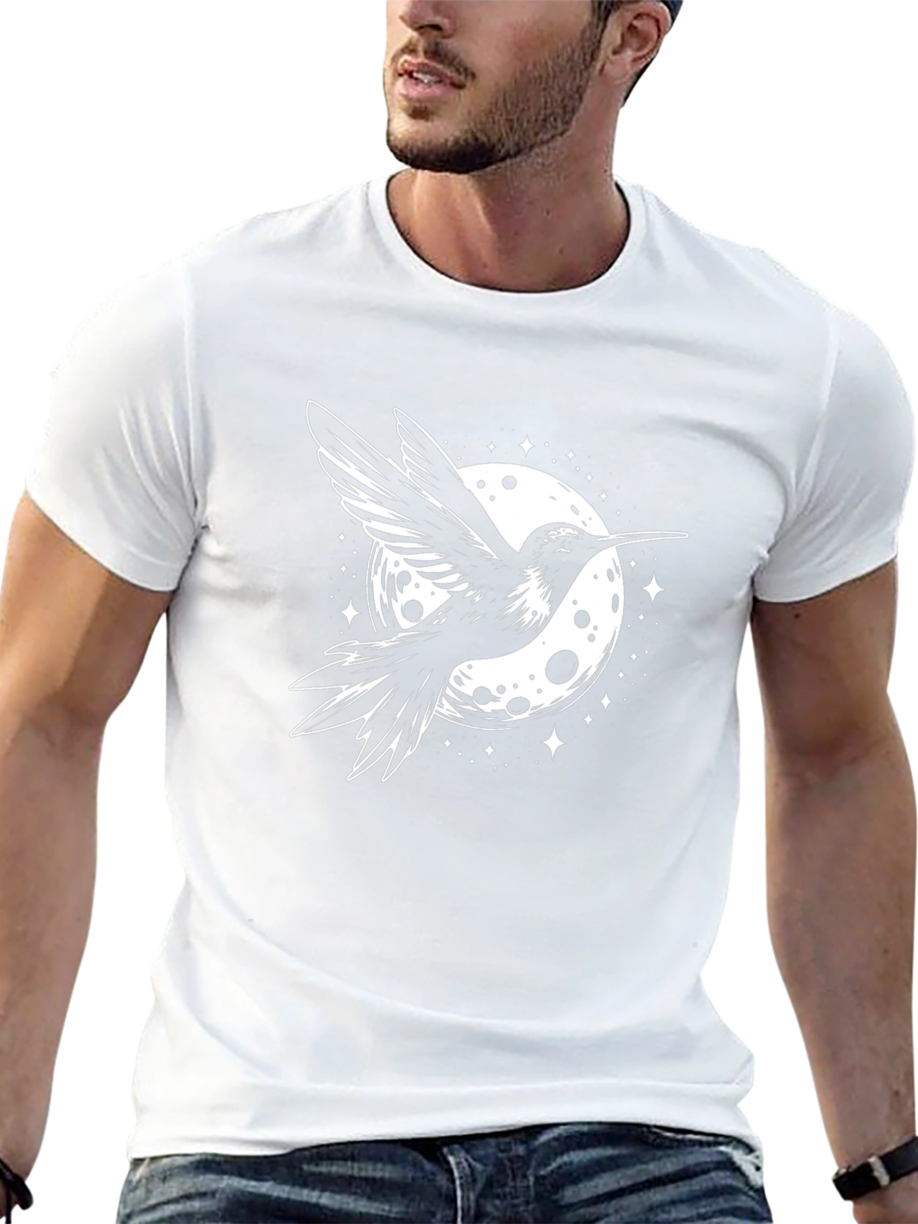 Hummingbird Moon Graphic Black T-Shirt