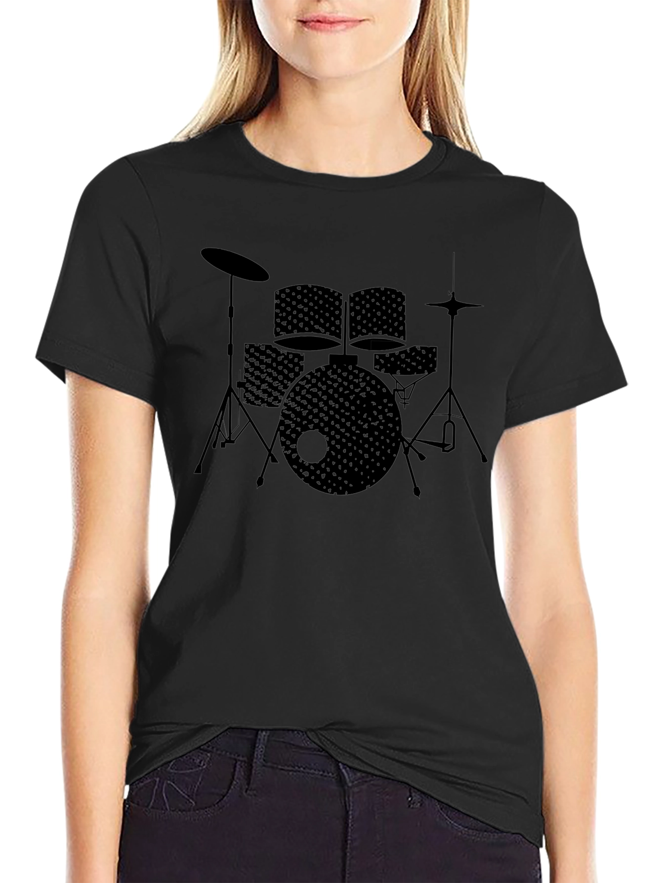 Drum Set Graphic Tee - Black