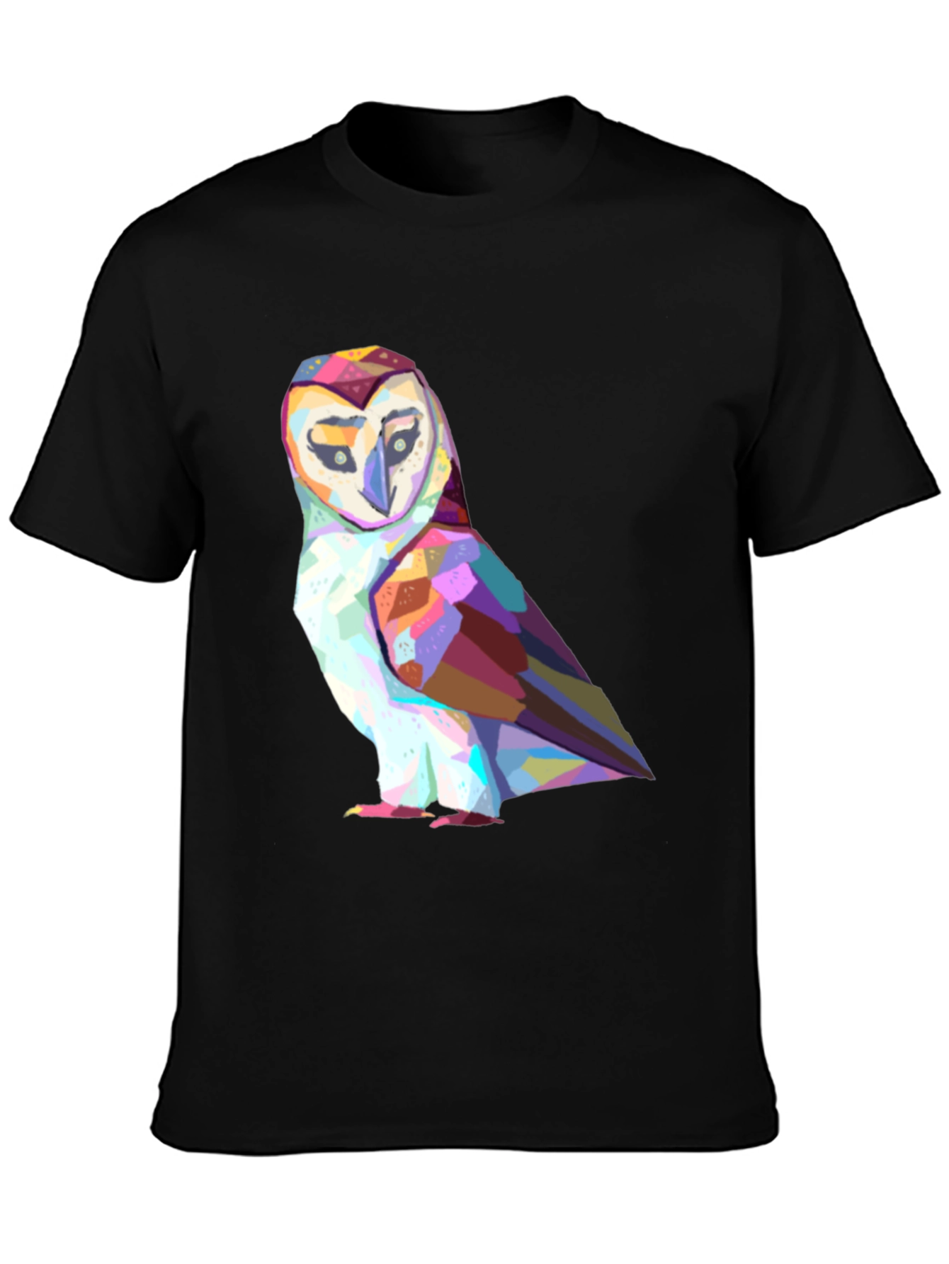 Geometric Owl Graphic Tee - Stylish Black T-Shirt