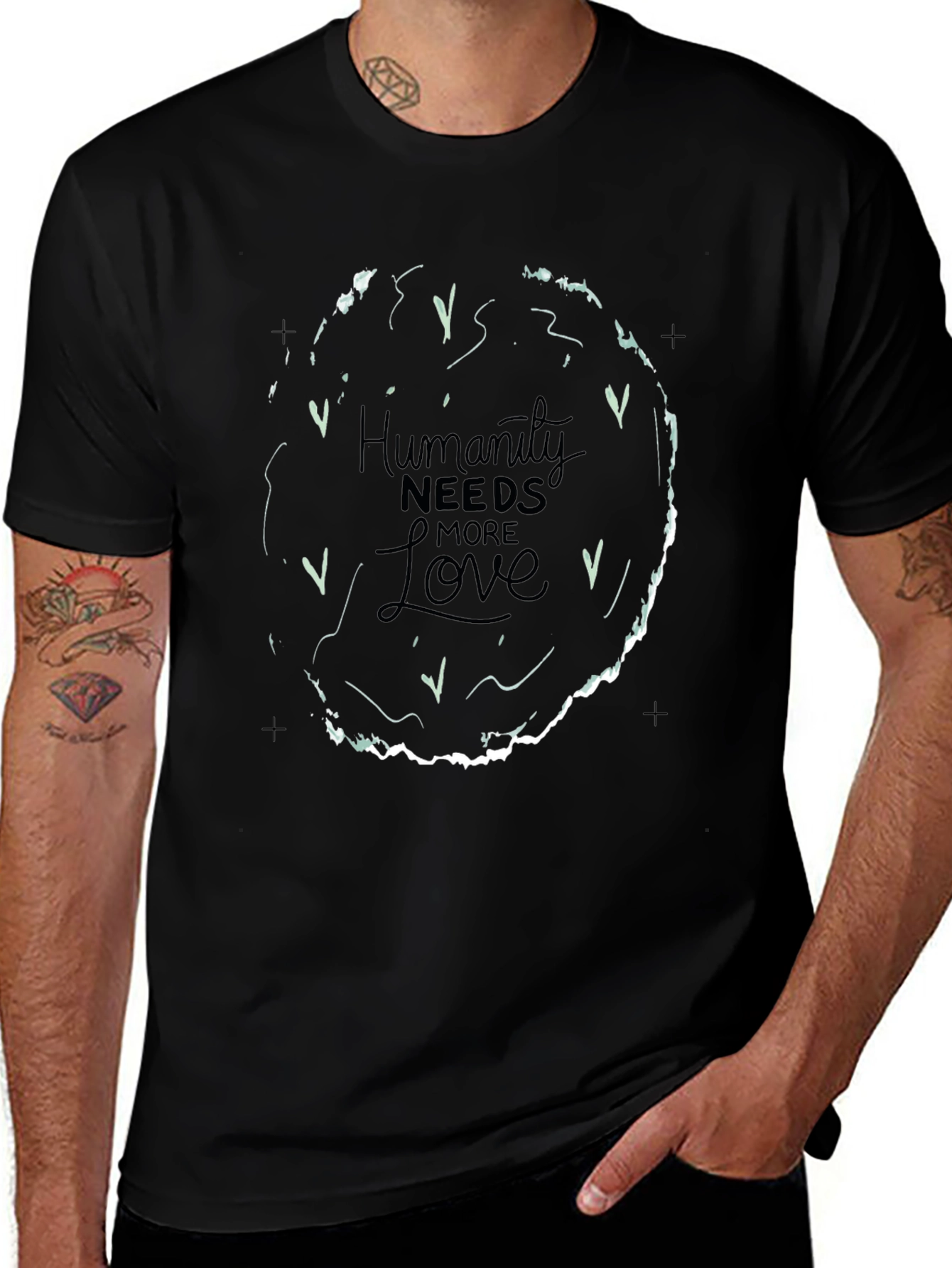Humanity Needs More Love Graphic Tee - Black