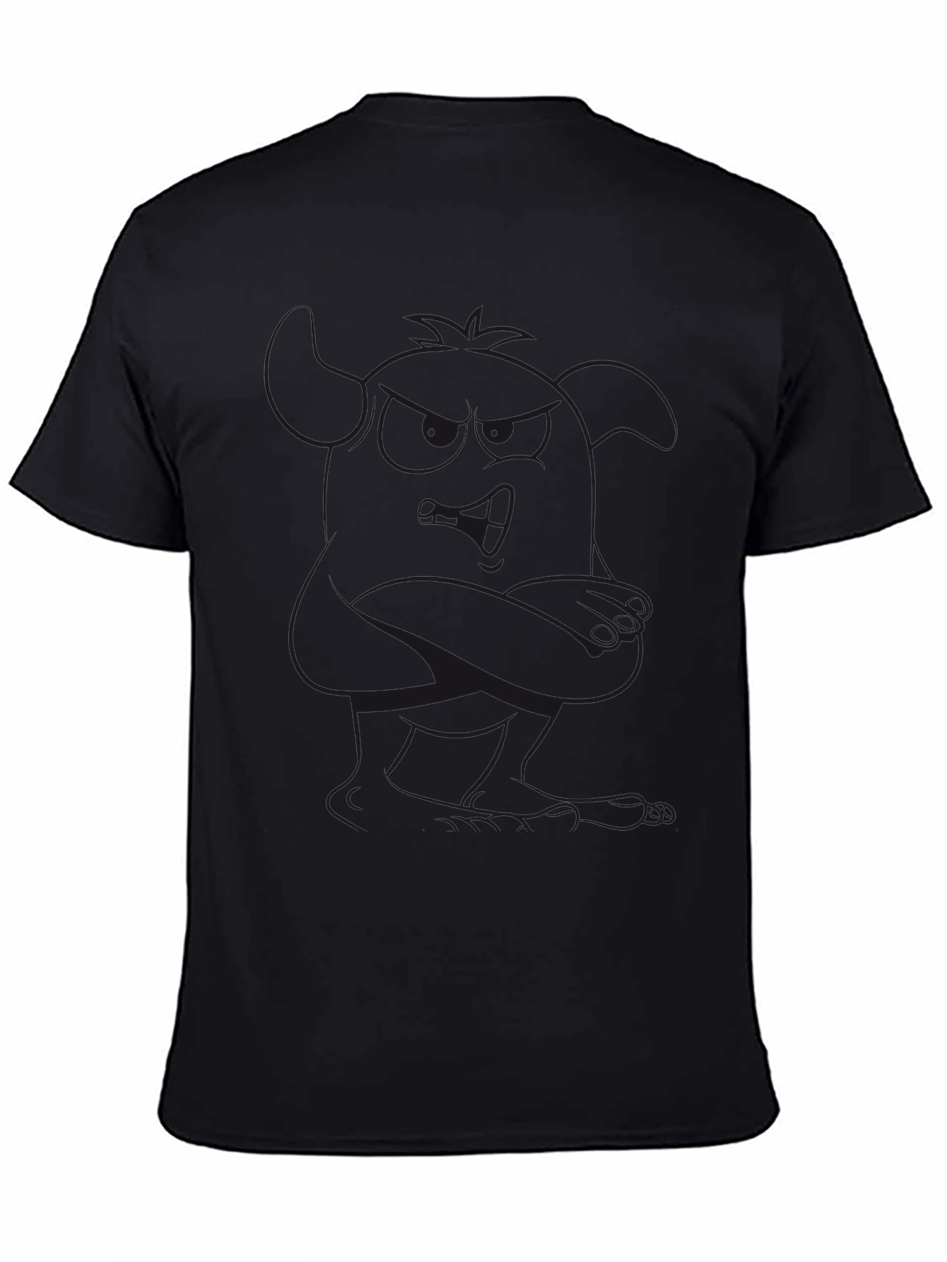 Mens Black Graphic Tee - Cartoon Figure