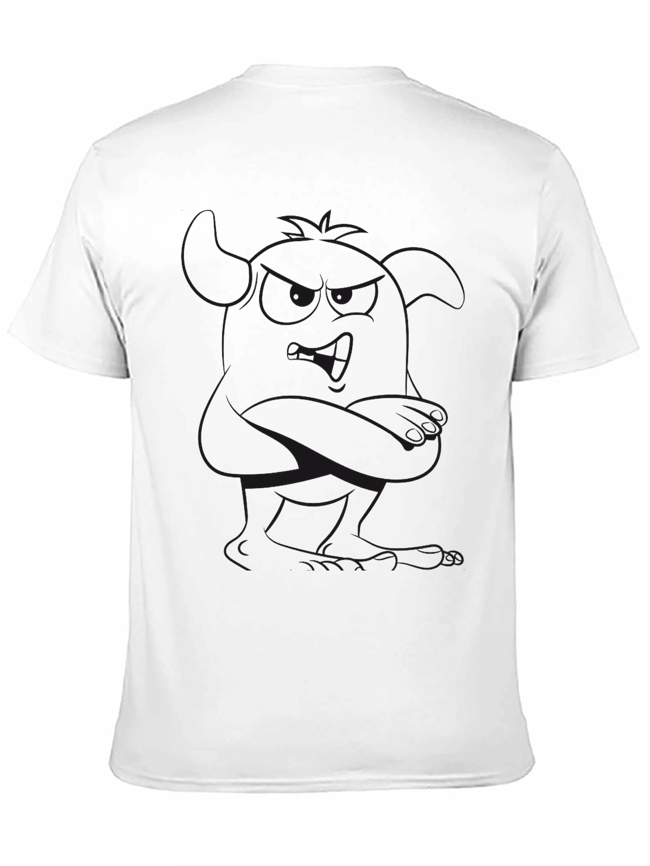 Mens Black Graphic Tee - Cartoon Figure