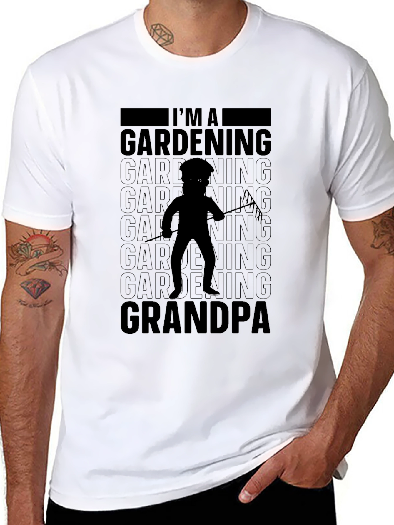 Gardening Grandpa T-Shirt - Black Cotton Blend