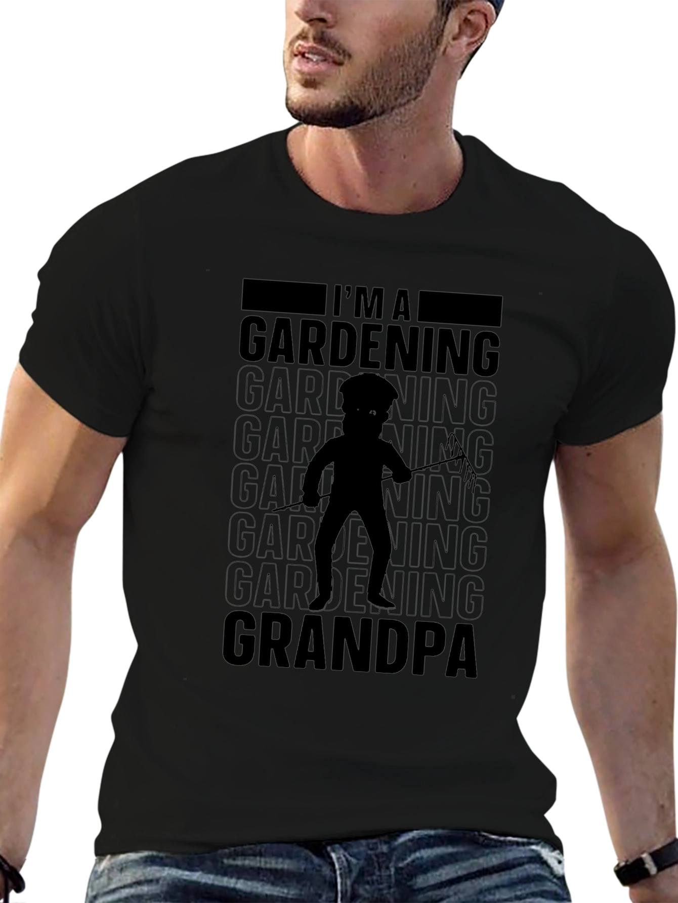 Gardening Grandpa T-Shirt - Black Cotton Blend