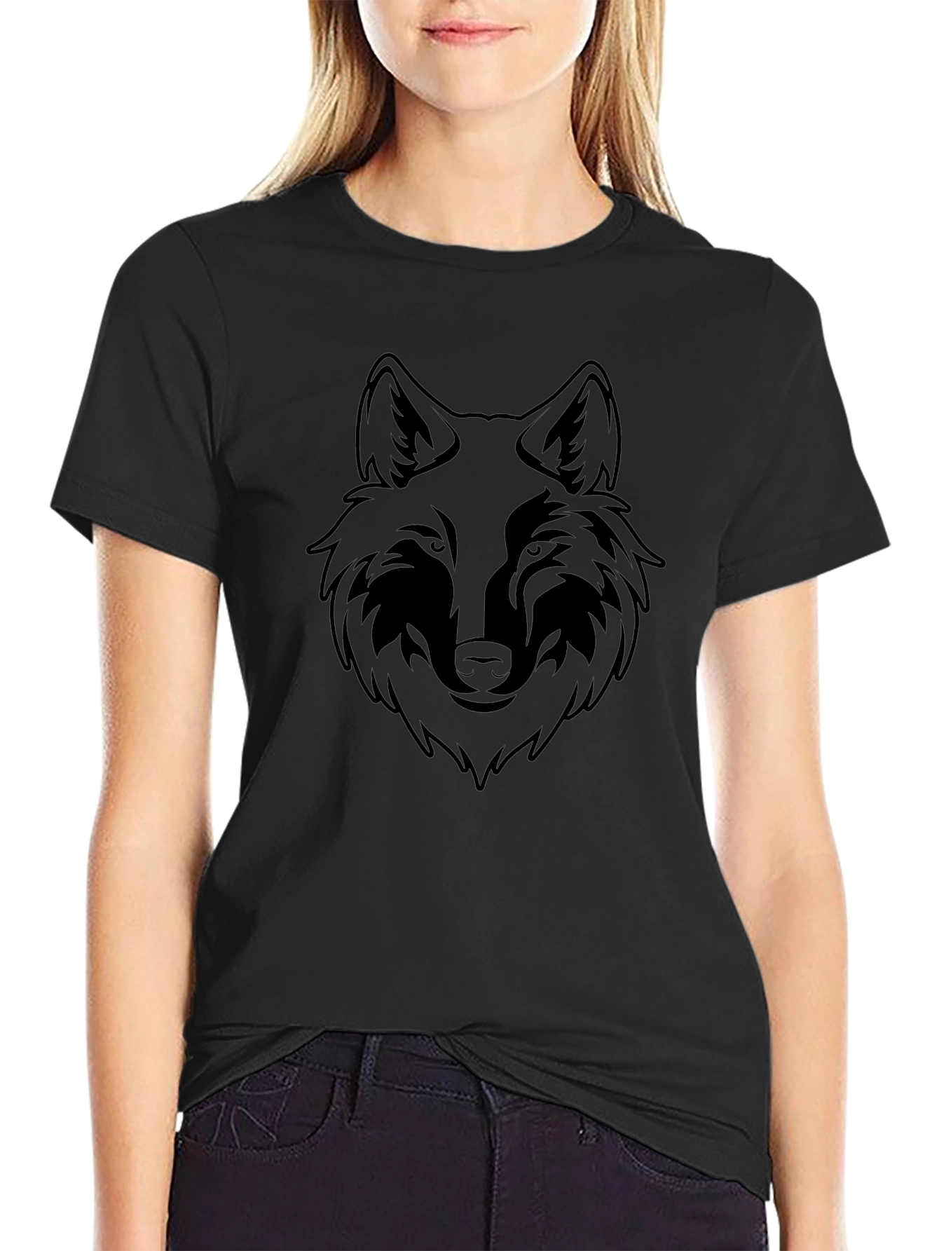 Black Wolf Graphic T-Shirt - Mens Fashion