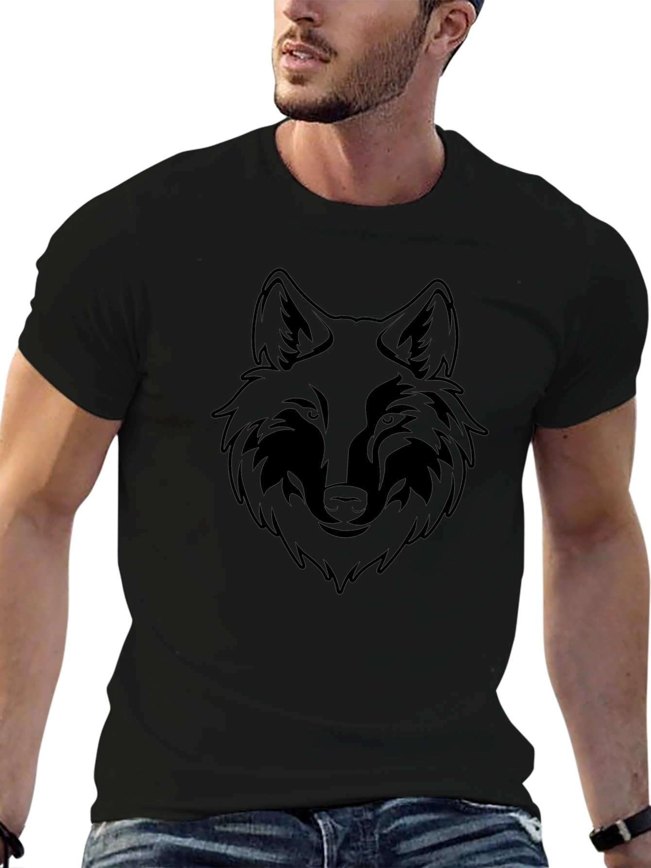 Black Wolf Graphic T-Shirt - Mens Fashion