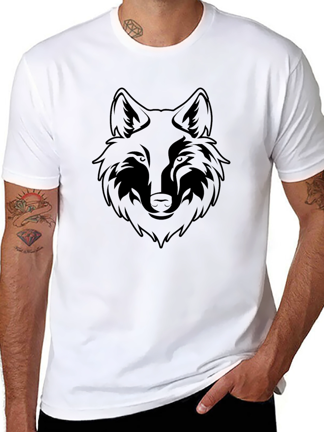 Black Wolf Graphic T-Shirt - Mens Fashion