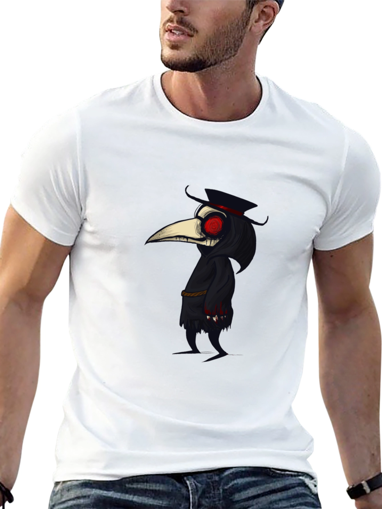 Plague Doctor Graphic Tee - Stylish Gothic Design