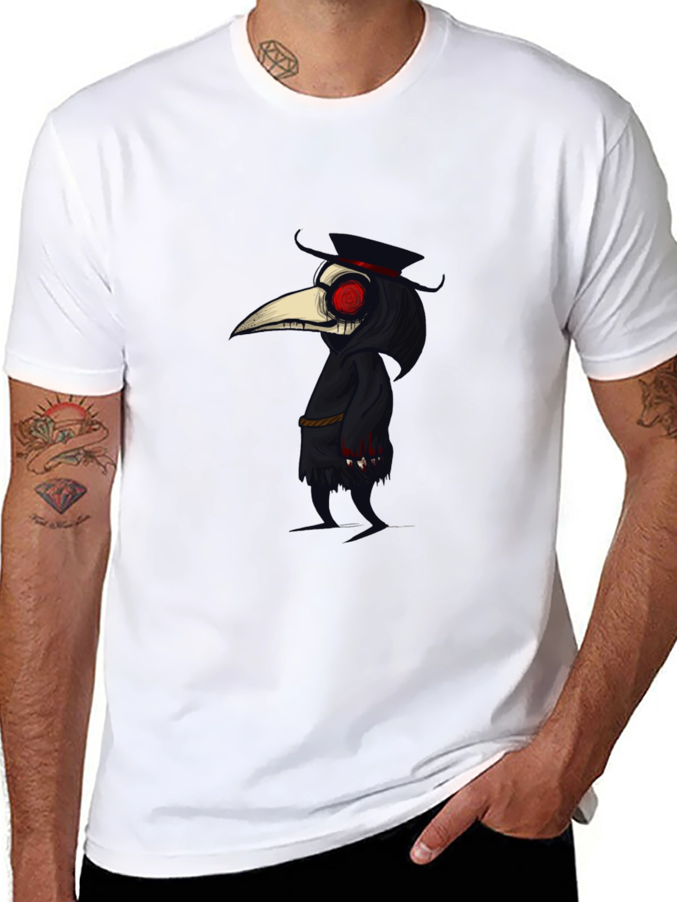 Plague Doctor Graphic Tee - Stylish Gothic Design